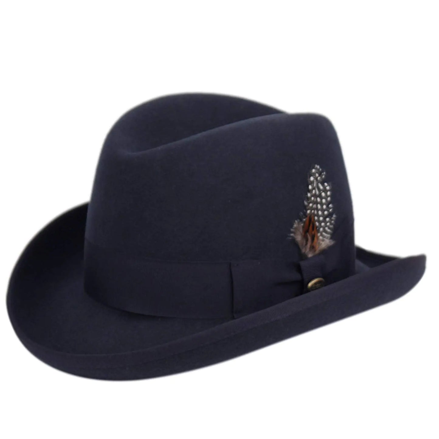 Epoch hats Classico Mens Wool Felt Homburg Hat (XL Navy)