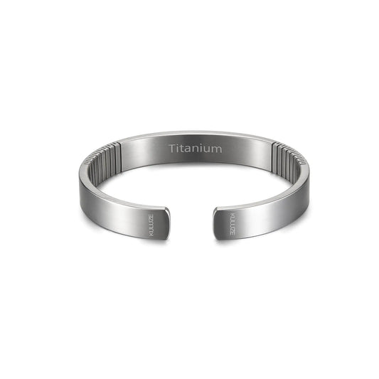 KULUZE Mens Bracelet | Pure Titanium Minimalist Bracelet Designed for Men | Springy Mens Cuff Bracelet | 10MM Wide Bracelet | Gift for Him